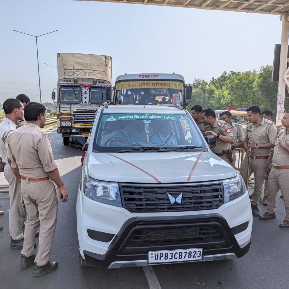 भाकियू भानु के दिल्ली कूच की तैयारी:फिरोजाबाद में पुलिस ने बढ़ाई निगरानी, टूंडला बॉर्डर पर तैनात
