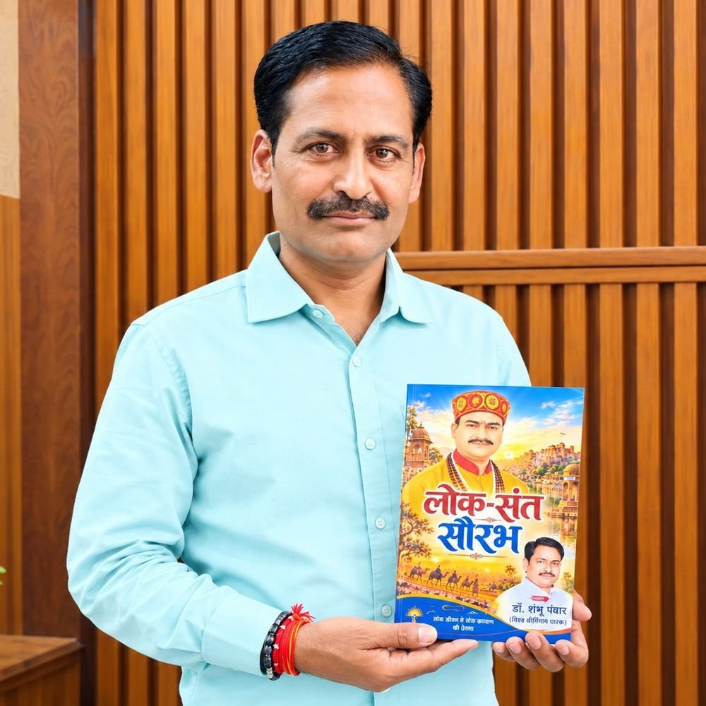 'लोक-संत सौरभ' का कवर जारी:डॉ. शंभु पंवार ने लिखी, संत सौरभ के जीवन पर आधारित