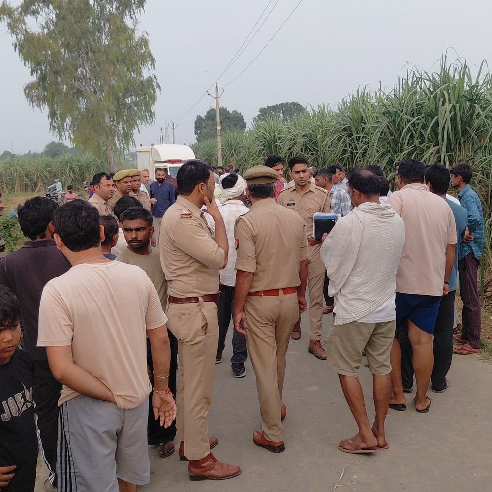 बागपत में गन्ने के खेत में मिला युवक का शव:चेहरे और गले पर चोट के निशान, परिजनों को हत्या की आशंका