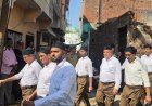 संभल में विजयदशमी पर RSS का पथ संचलन निकला:विवादित धार्मिक स्थल के निकट से होकर गुजरा, चार थानों की पुलिस