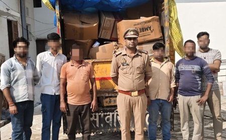 हरदोई में 5 लाख के अवैध-पटाखों के साथ 6 आरोपी-गिरफ्तार:त्योहारी सीजन से पहले पुलिस ने पिकअप सीज किया, 39 गत्ता माल बरामद