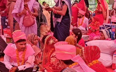 सामूहिक-विवाह में दुल्हनों को पायल की जगह मिलेंगे 4-हजार रुपए:कन्नौज में 66 जोड़ों की शादी, मंत्री असीम अरुण ने नवदंपतियों को दिया आशीर्वाद