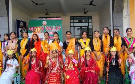 ग्रीन वैली पब्लिक स्कूल में रामायण का मंचन:औरैया में दिबियापुर के स्कूल में नवरात्र उत्सव, भारतीय संस्कृति की झलक