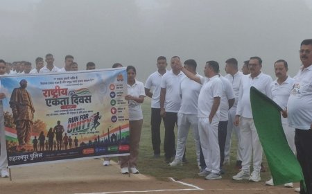 सहारनपुर पुलिस ने राष्ट्रीय एकता दिवस पर दौड़ लगाई:रन फॉर यूनिटी में विजेताओं को ट्रॉफी देकर किया गया सम्मानित