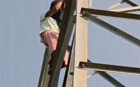 महराजगंज में हाईटेंशन टावर पर चढ़ी युवती:प्रेमी को जेल से छुड़ाने की कर रही जिद, पुलिस समझाने में जुटी