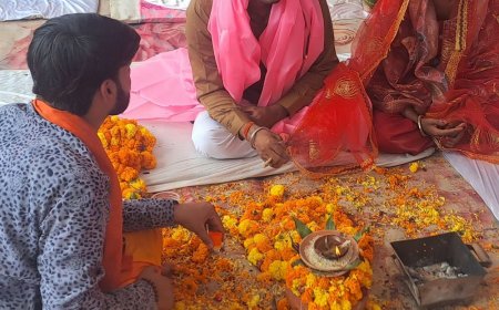 बलरामपुर में सामूहिक विवाह समारोह में 234 जोड़े बने हमसफर:कुछ जोड़ों के समारोह में शामिल होने के बाद भी आएगी बारात