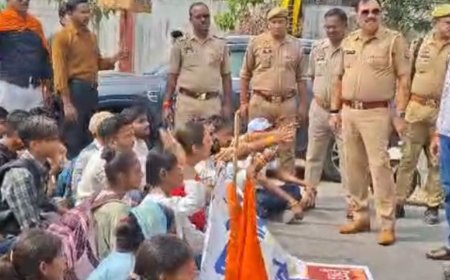 उरई में ABVP ने कॉकरोच जनता पार्टी का फूंका पुतला:राहुल गांधी और अखिलेश यादव के खिलाफ भी लगाए नारे, युवाओं को भटकाने का आरोप