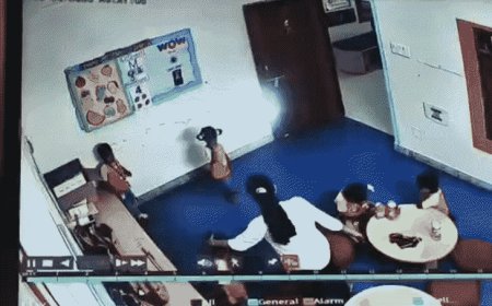 शिक्षिका ने बच्चे का सिर नोचकर थप्पड़ मारा:गोरखपुर में पिता बोले- बच्चे को टार्चर करती हैं मैम, CCTV फुटेज मांगा तो दी धमकी