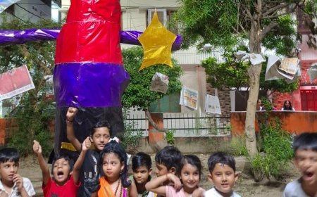 लखनऊ के इंदिरा नगर में दशहरे पर रावण दहन:20 साल से निभाई जा रही परंपरा, बच्चों में दिखा उत्साह