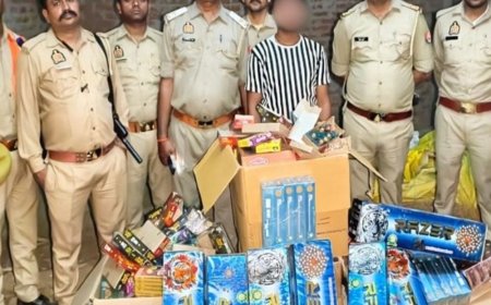 फतेहपुर में युवक अवैध पटाखों के साथ गिरफ्तार:पुलिस ने निर्माणाधीन मकान से 105.4 किलो पटाखे जब्त किए