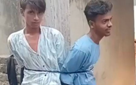 पेट्रोल चोरी के शक में दो युवकों को पीटा:खंभे से बांधकर मार थप्पड़, पुलिस ने 5 पर दर्ज किया केस