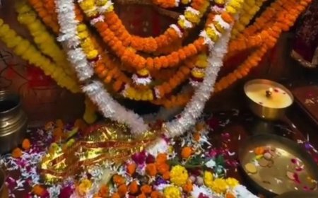 गोंडा में मां बाराही देवी मंदिर में उमड़े श्रद्धालु:महानवमी पर मंदिर से सड़क तक डेढ़ किलोमीटर लंबी कतार, 17 थानों की पुलिस फोर्स तैनात