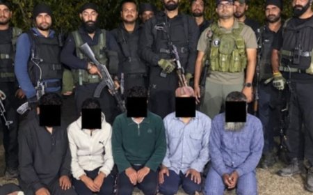 कश्मीर के कुलगाम में 5 आतंकी गिरफ्तार:2 पिस्तौल और 3 ग्रेनेड बरामद भी जब्त, 45 दिनों में 16 आतंकी पकड़ाए
