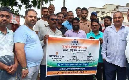 मऊ में सरदार पटेल जयंती पर पदयात्रा निकली:गाजीपुर तिराहे से बलिया मोड़ तक 4.5 किमी चली रन फॉर यूनिटी