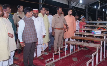 CM योगी की जनसभा की तैयारियां परखने पहुंचे प्रभारी मंत्री:नंदी ने मां विंध्यवासिनी के दर्शन किए, समय से व्यवस्था पूरी करने के निर्देश