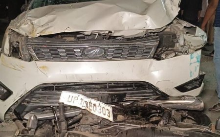 मुजफ्फरनगर में बेकाबू कार ने गाड़ियों को मारी टक्कर:हादसे के बाद हंगामा, बंजारों ने जाम लगाया