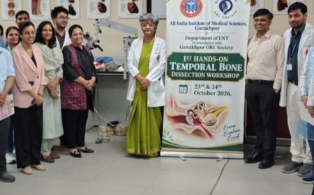 एम्स गोरखपुर में पहली बार टेम्पोरल बोन डिसेक्शन वर्कशॉप:देशभर के ENT विशेषज्ञों ने सीखी जटिल सर्जरी की बारीकियां