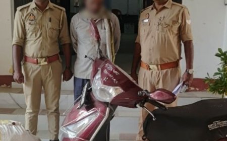 भदोही में 10 किलो गांजा ले जा रहा तस्कर गिरफ्तार:स्कूटी की डिग्गी में रखे गैस सिलेंडर में छिपाया, बरामद गांजे की कीमत 5.47 लाख रुपये