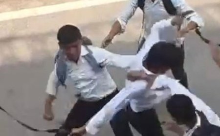 मुजफ्फरनगर में छात्रों के दो गुट आपस में भिड़े:बेल्ट और लात–घूंसों से हुई जमकर मारपीट, छुट्‌टी के बाद हुआ था विवाद