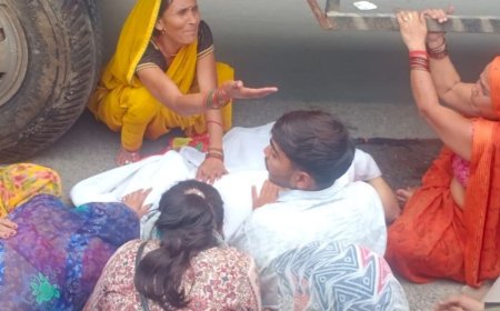 कानपुर में कंटेनर ने मां-बेटी को कुचला, मौत:पति गंभीर रूप से घायल, परिजनों ने किया हंगामा