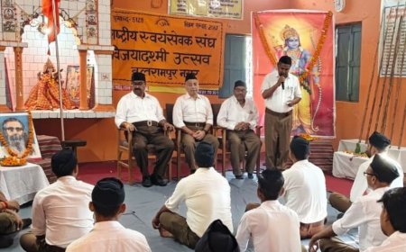 आरएसएस ने विजयादशमी पर शस्त्र पूजन किया:राष्ट्रसेवा का संकल्प लिया, सामाजिक समरसता और पर्यावरण संरक्षण पर जोर दिया