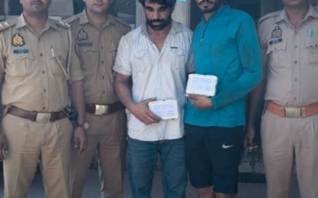 कृषि यंत्र चुराने वाले अंतरराज्यीय गिरोह के दो बदमाश गिरफ्तार:राजस्थान में बेचते थे चोरी का सामान, दो हैरो और ट्रैक्टर बरामद
