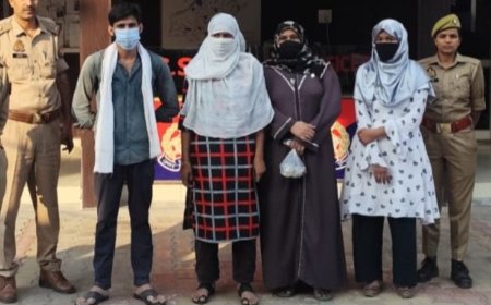 सहारनपुर में दरोगा से बदसलूकी-मोबाइल छीनने की कोशिश:एक परिवार की तीन महिलाओं समेत 4 सदस्य अरेस्ट