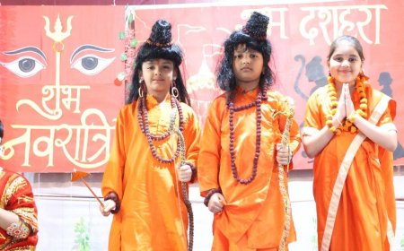 गोल्डन गेट ग्लोबल स्कूल में नवरात्रि-दशहरा उत्सव:रावण दहन कर विद्यार्थियों ने बुराइयों को मिटाने का संकल्प लिया, सांस्कृतिक प्रस्तुतियां भी दीं