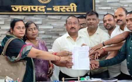 बस्ती में सोशल ऑडिट कर्मचारियों ने सौंपा ज्ञापन:20 दिन में मांगें पूरी न होने पर आंदोलन की चेतावनी, 12 अक्टूबर से काली पट्टी बांधकर कर रहे काम