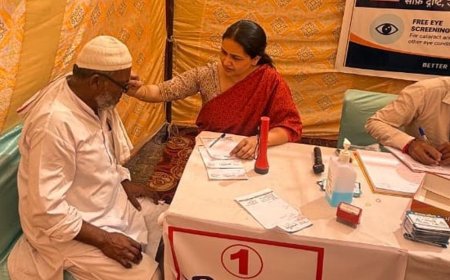 फ्री आई चेकअप कैंप में 160 मरीजो की जांच:मुरादाबाद के ज्योति फाउंडेशन और आनंद हॉस्पिटल ने लगाया गांव में कैंप