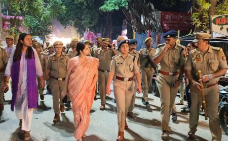 नवरात्रि में सुरक्षा परखने सड़कों पर उतरीं डीएम-एसपी:गश्त कर लिया सुरक्षा व्यवस्था का जायजा, पुलिसकर्मियों को सतर्क रहने के निर्देश