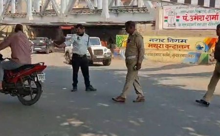 मथुरा में 2 नवंबर से यातायात माह शुरू होगा:ट्रैफिक पुलिस ने 2 दिन पहले चेकिंग कर नियम तोड़ने वालों के चालान काटे