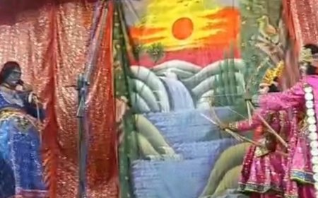 रामलीला में ताड़का, सुबाहु और मारीच का वध:बहराइच में मथुरा-वृंदावन के कलाकारों ने मुनि आगमन और यज्ञ रक्षा के प्रसंग दिखाए
