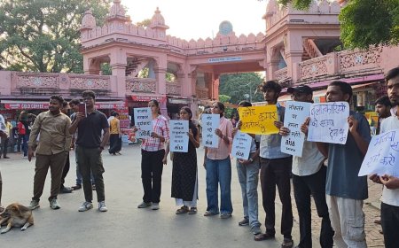 NSUI और AISA का प्रदर्शन:मुख्य चुनाव आयुक्त का इस्तीफा मांगा, प्रदर्शनकारियों पर कार्रवाई का विरोध