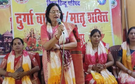मिर्जापुर में दुर्गावाहिनी और मातृशक्ति ने किया शस्त्र पूजन:डॉ. वीना सिंह बोलीं- नारी को कमजोर मानने की मानसिकता बदलने की जरूरत