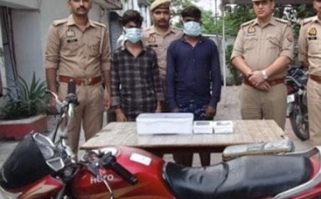 हरदोई में मोबाइल लूट की दो घटनाओं का खुलासा:अधिवक्ता समेत दो लोगों के मोबाइल छीने थे, 2 आरोपी गिरफ्तार; 7 मोबाइल बरामद
