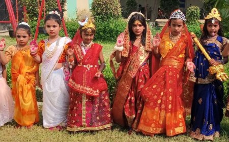 नवरात्रि एवं विजयादशमी का पर्व मनाया:बच्चों ने दिया गरबा-डांडिया की आकर्षक प्रस्तुति, विद्यार्थियों का उत्साह दिखा
