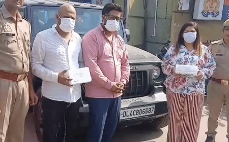 कनाडा में नौकरी के नाम ठगी करने वाले तीन गिरफ्तार:12.50 लाख की डिमांड, नोएडा में वर्चुअल कनाडाई नंबर से करते थे बातचीत, 5 पासपोर्ट और 7 मोबाइल बरामद