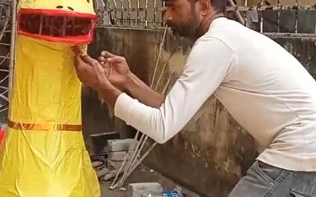 60 फीट ऊंचा रावण बना रहे अफरोज अहमद:पिता से सीखा हुनर, लाल आंखें और मुंह से निकलेंगे शोले