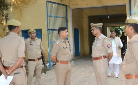 बागपत में PET परीक्षा के लिए एएसपी ने सुरक्षा जांची:प्रवीण कुमार चौहान ने केंद्रों का निरीक्षण कर पुलिसकर्मियों को दिए सतर्कता के निर्देश