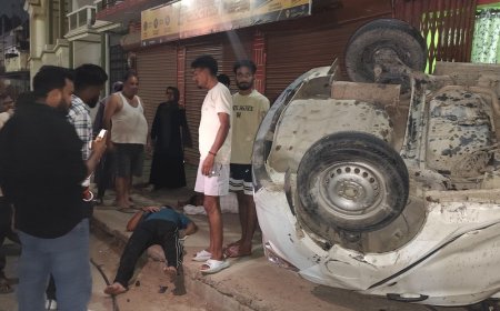 लखनऊ में डिवाइडर की रेलिंग तोड़कर पलटी कार, मौत:4 घायल; कल्ली पश्चिम के पास हादसा, चौकी इंचार्ज ने लोगों की मदद से निकाला
