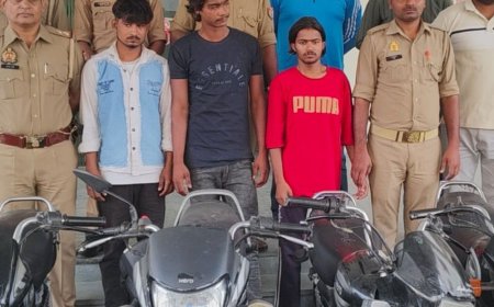 मुजफ्फरनगर में बाइक चोर गिरोह का खुलासा:तीन गिरफ्तार, चार चोरी की बाइक बरामद, मेरठ-शामली तक फैला था नेटवर्क