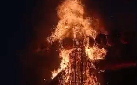 राम के बाण चलाते ही धू-धूकर जला रावण:खांडसा बाजार में दशहरे के दूसरे दिन लगा मेला, 15 हजार लोगों की उमड़ी भीड़