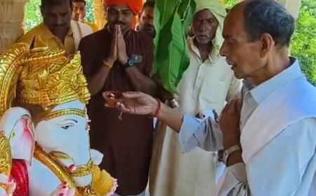 राजा भैया के घर पर गणेश प्रतिमा स्थापित:छोटे बेटे बृजराज सिंह ने किया पूजन, राजस्थान से मंगाई गई 5 क्विंटल की प्रतिमा