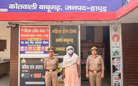 हापुड़ के बाबूगढ़ में महिला वारंटी गिरफ्तार:न्यायालय से जुड़े पुराने मामले में तीन पुलिसकर्मियों की टीम ने की कार्रवाई