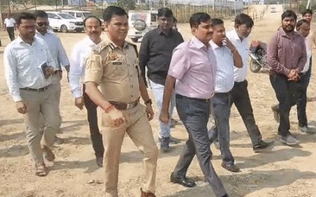 मूर्ति विसर्जन स्थल पर CCTV से होगी निगरानी:कमिश्नर व DIG ने कृत्रिम तालाबों का निरीक्षण किया; आने-जाने के होंगे अलग रास्ते