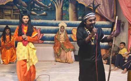 रामलीला में केवट-राम संवाद:केवट बोला- प्रभु, आप भवसागर पार लगाते हैं, मैं सिर्फ नदी पार कराता हूं