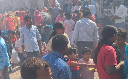 नवमी पर बिजलेश्वरी देवी मंदिर में उमड़ी भारी भीड़:बलरामपुर में दोपहर तक 50 हजार भक्तों ने किए दर्शन