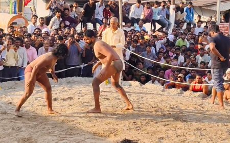 बाराबंकी में अखिल भारतीय विराट दंगल:पहलवानों ने दिखाए दांव-पेच, शहरा बाग मेला मैदान में हुए रोमांचक मुकाबले