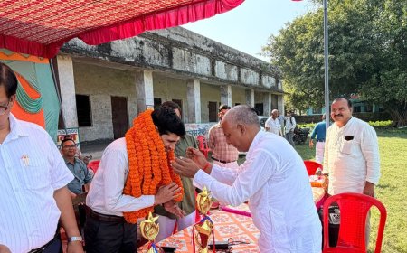 35 वर्षों की खेल सेवा पर सम्मान:क्रीड़ा प्रभारी बोले- मिला स्नेह और सम्मान जीवनभर याद रखूंगा